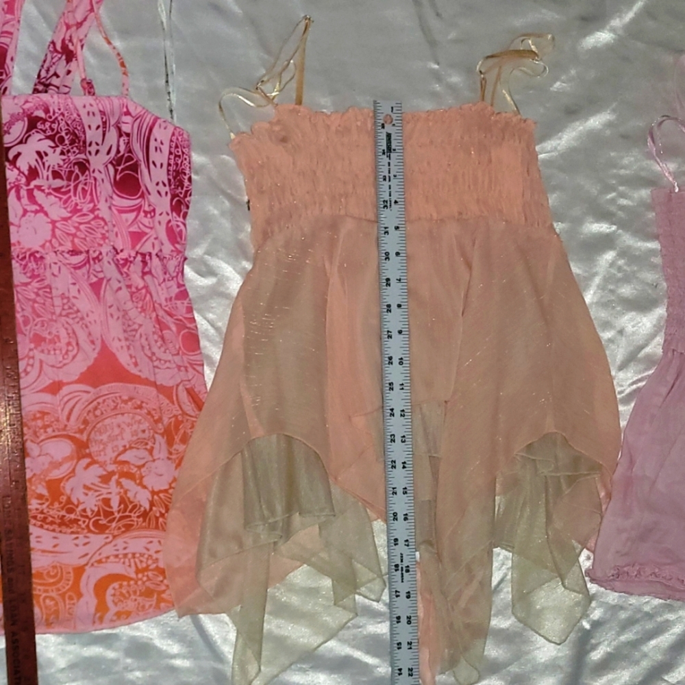 Y2K 3 Fairy Grunge Hime Gyaru inspired Cami Tops, ROXY,Pink Floaty String Straps - Picture 8 of 9